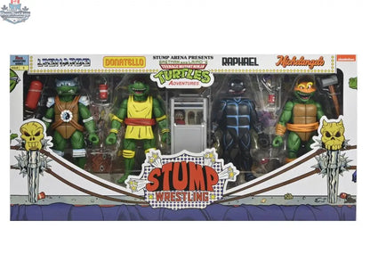 Teenage Mutant Ninja Turtles four-pack action figures from Toy Snowman, featuring classic turtles in wrestling adventure poses.