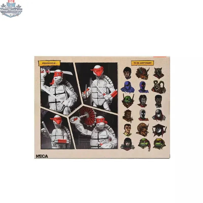 Black and white Teenage Mutant Ninja Turtles action figures by Toy Snowman, 7-inch collectible figures in a 2-pack.