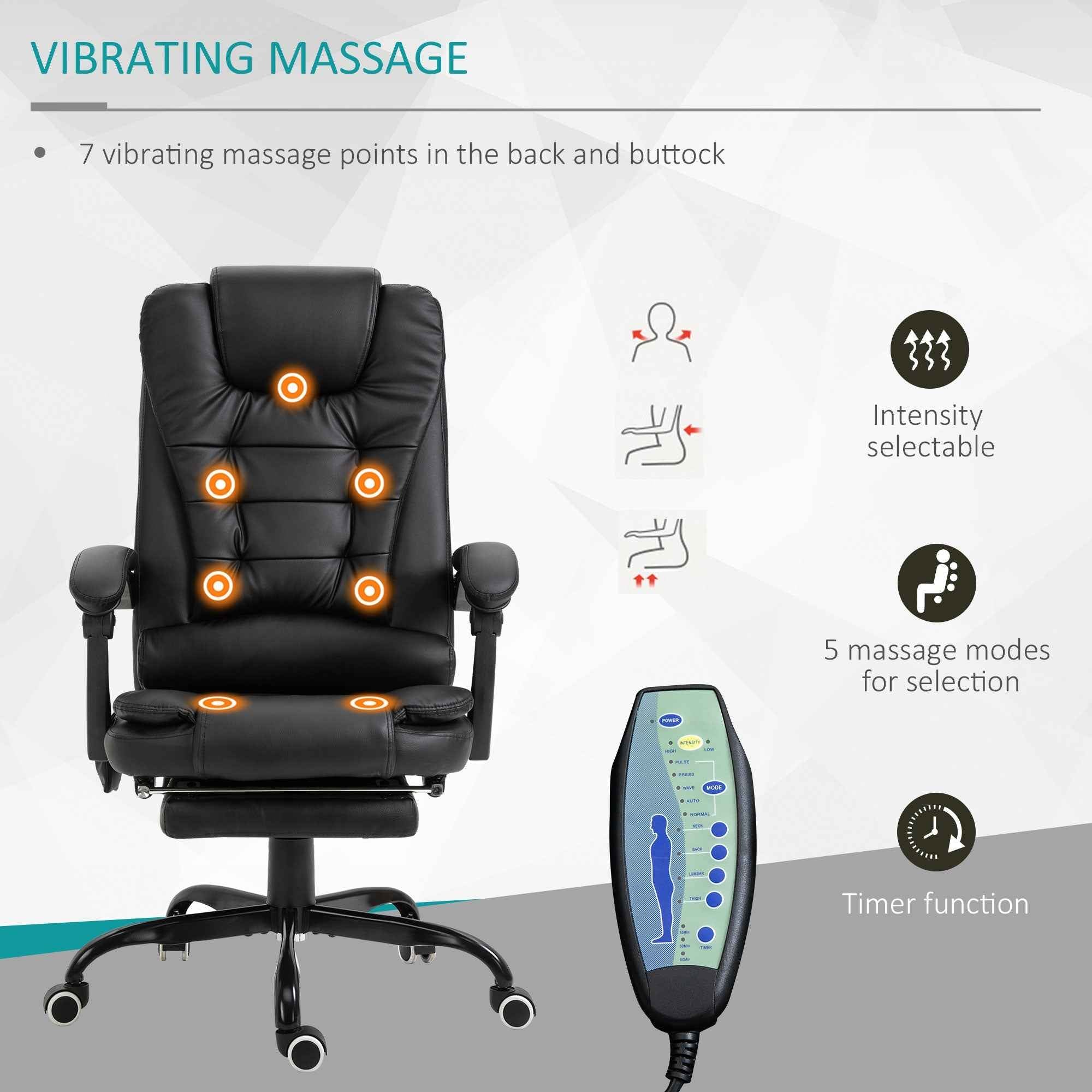 Declan Executive Office Chair with 7-Point Massage and Reclining Features-Black