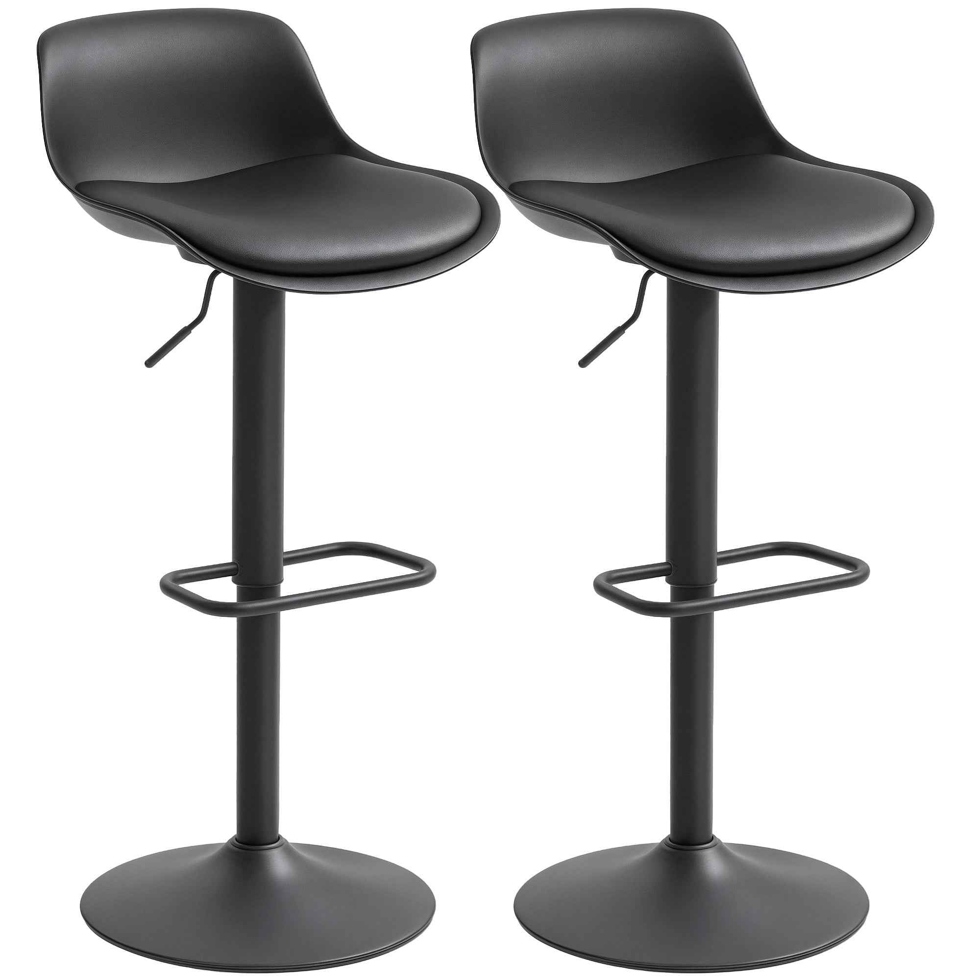 Zee Counter Height/Bar Stools Set of 2 with Adjustable Height and Swivel Seat-Black