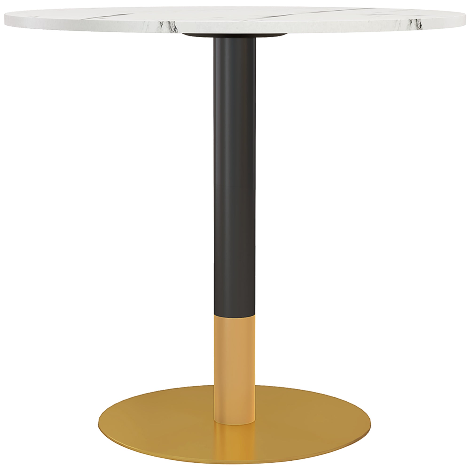 Rene Round Modern Dining Table with Faux Marble Top for Small Spaces-White - Shopthatapp.ca