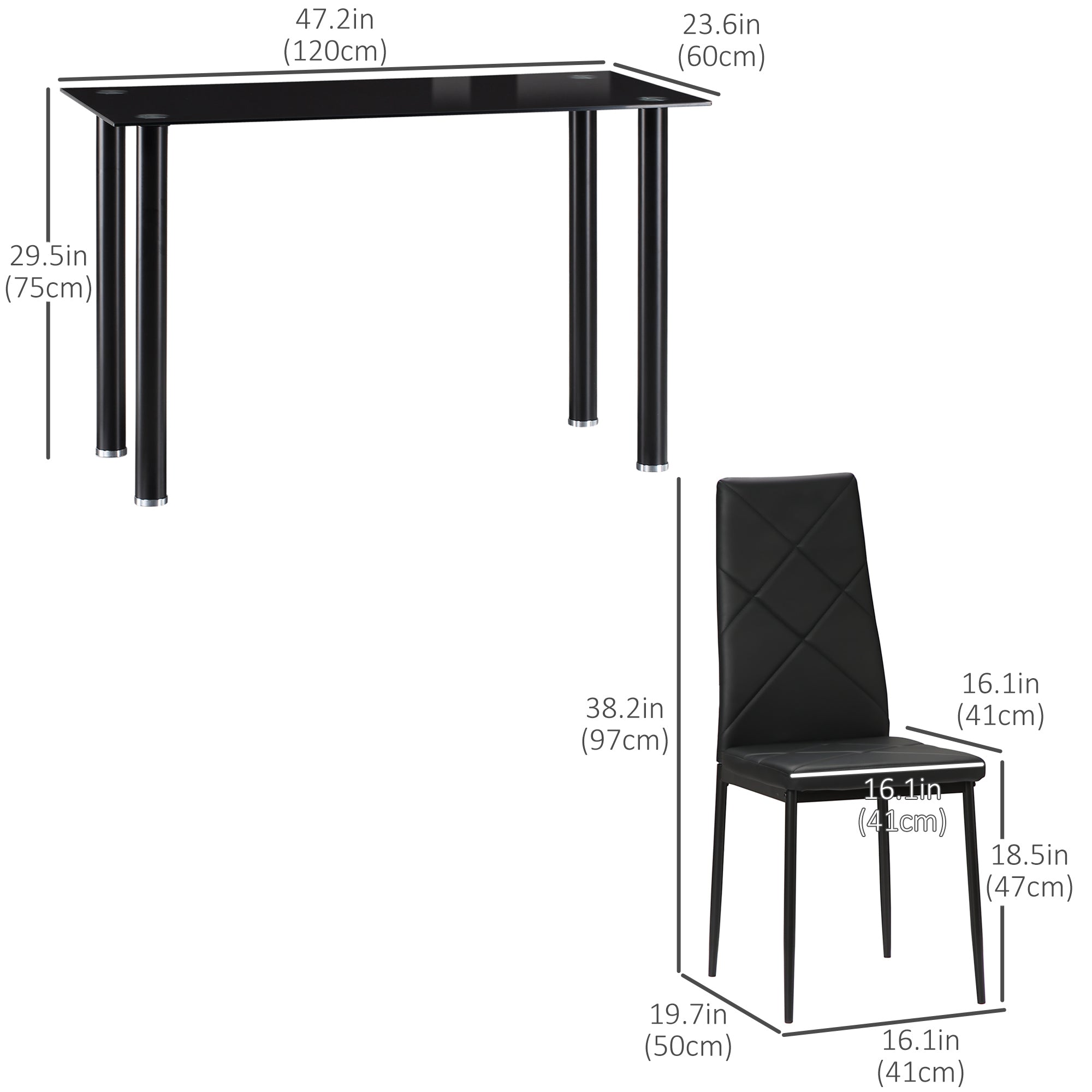 Adam Modern Space-Saving Dining Set for 4-Black - Shopthatapp.ca