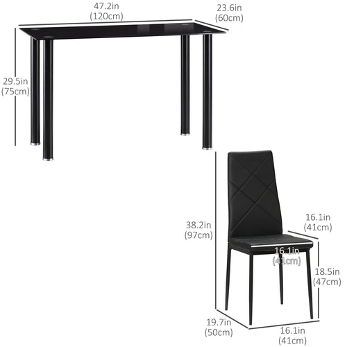 Adam Modern Space-Saving Dining Set for 4-Black - Shopthatapp.ca