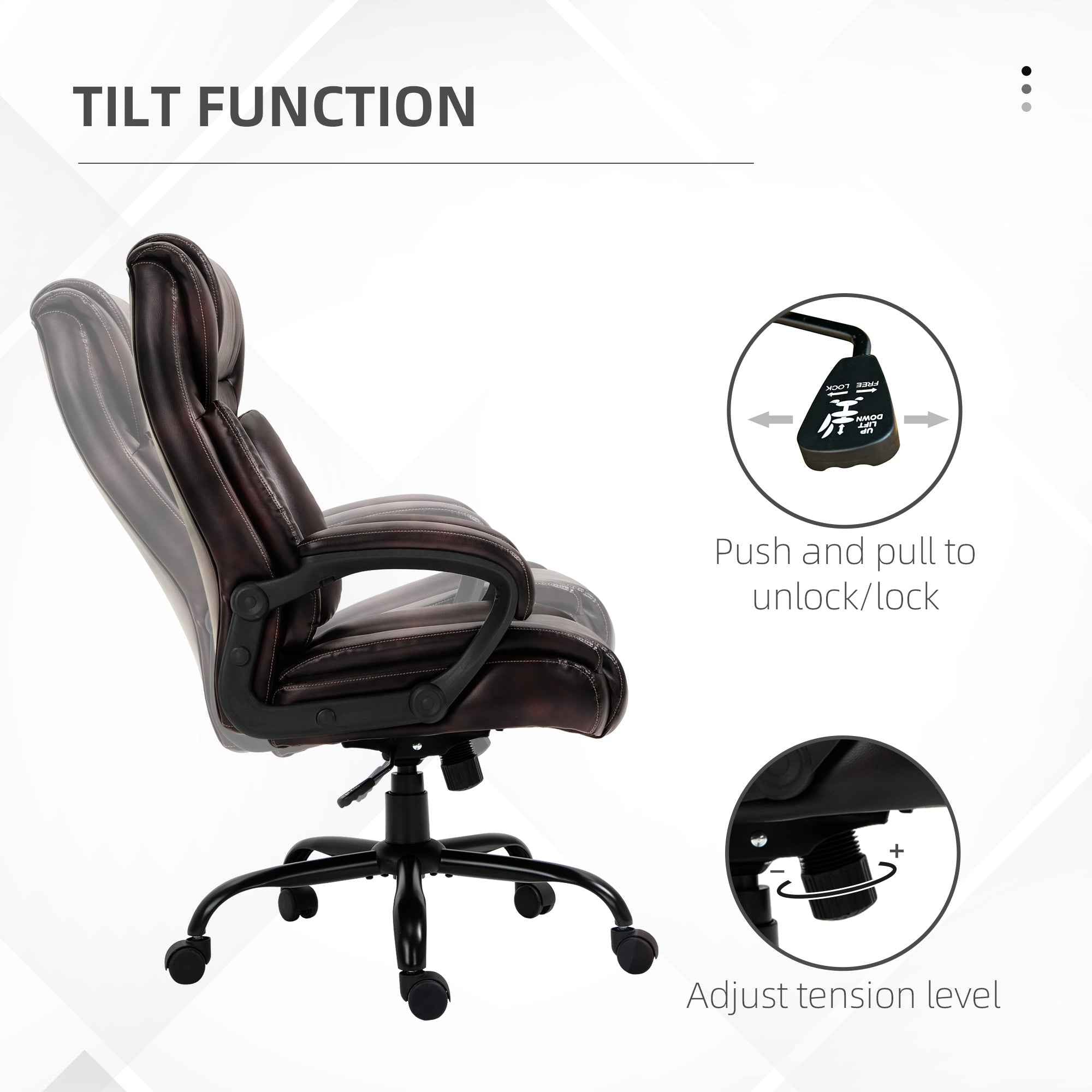Joel Executive Office Chair with High Back, Adjustable Height and 400LBS Capacity-Brown