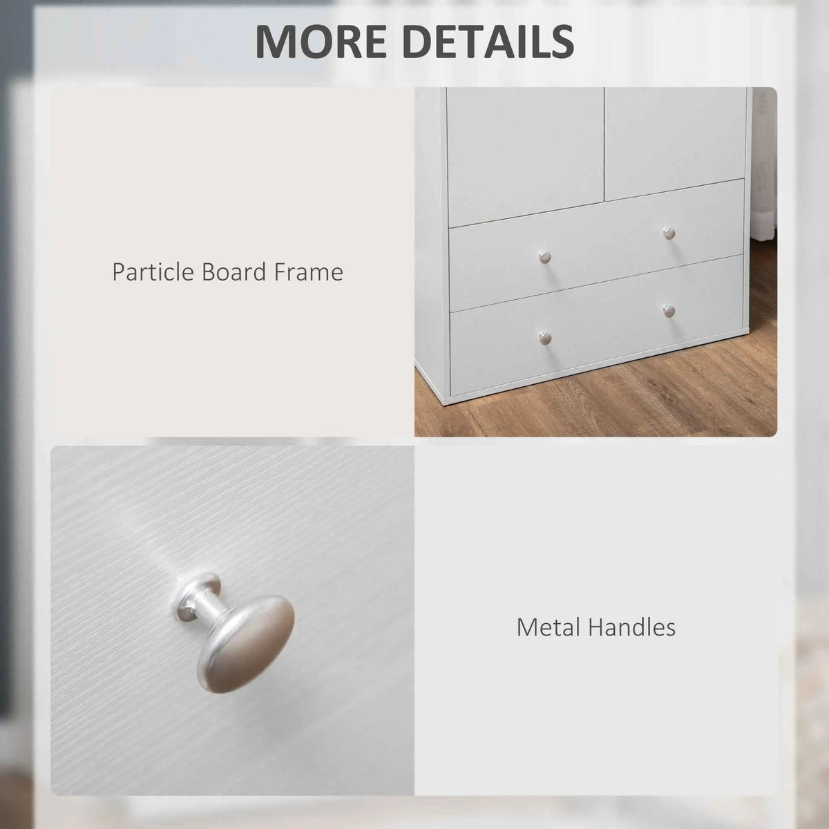 White Briar Modern Wardrobe Closet with 2 drawers and hanging rod, bedroom furniture by SLOTH Nation
