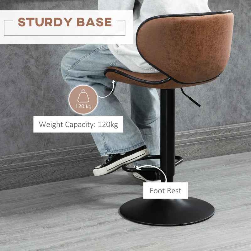 Anna Vintage Adjustable Counter/Bar Height Stools with Swivel Seat-Set of 2-Brown