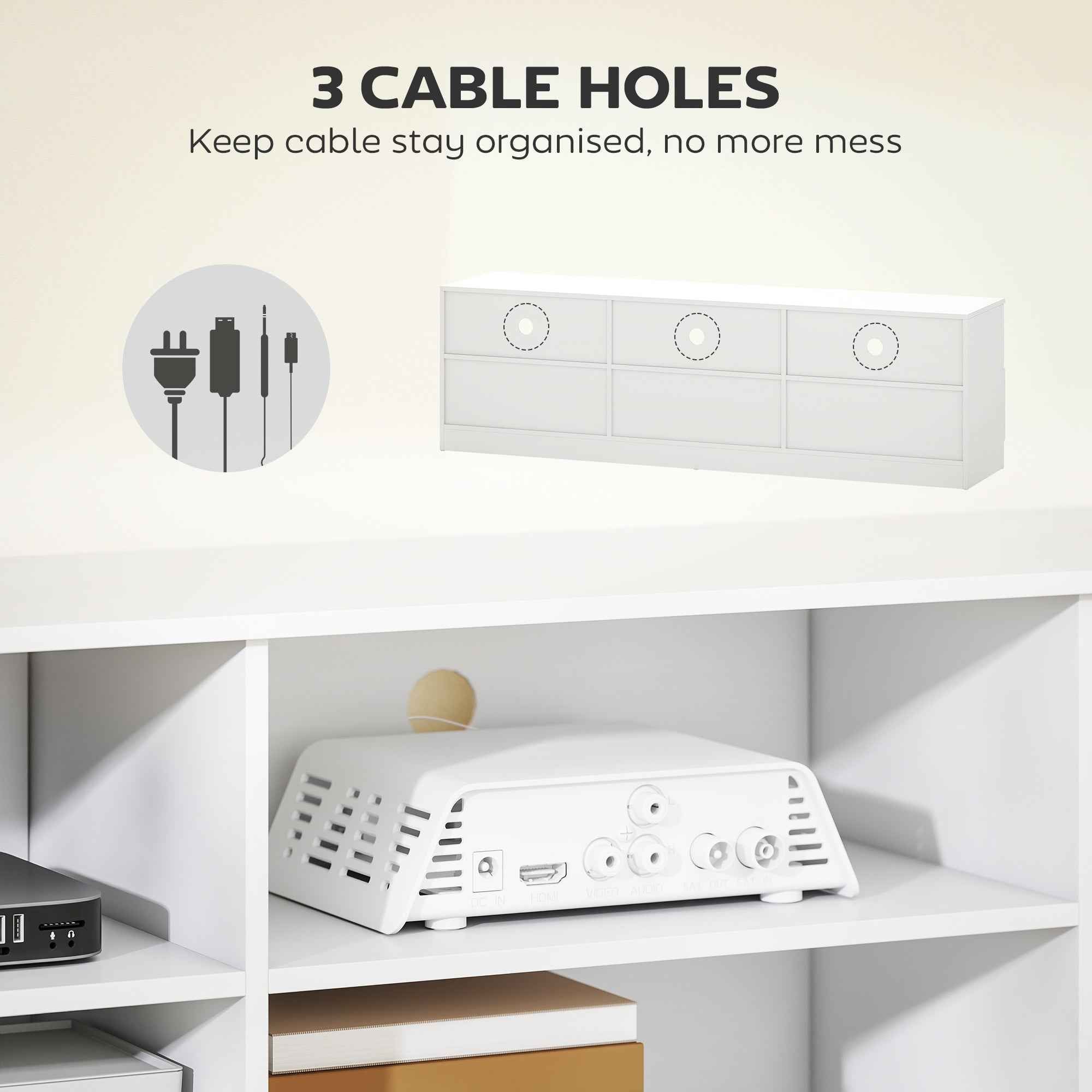 Dallas Modern TV Stand with Storage Drawers for TVs up to 85"-White