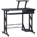Indy Computer Desk with Keyboard Tray and Drawer-Black