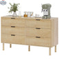 SLOTH Nation Jesse 6 Drawer Dresser with fluted panels in oak wood, modern bedroom furniture with ample storage and sleek design.