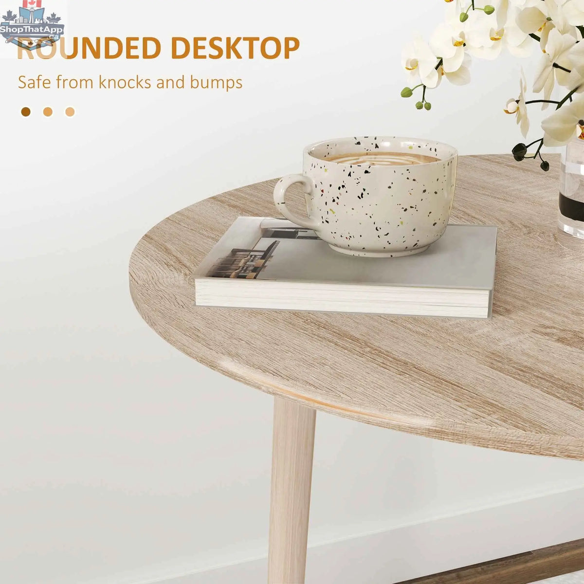 Merrill folding round dining table with drop-leaf design in oak, ideal for small kitchen and dining spaces by SLOTH Nation.