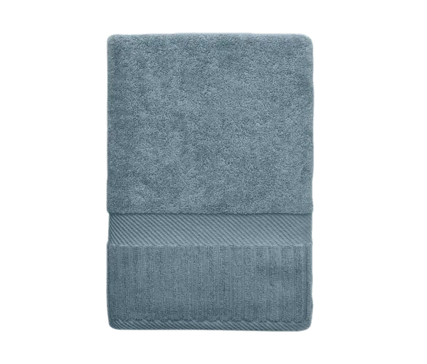 Slate blue Zenith Turkish bath sheet by Skylark+Owl Canada, large soft towel with textured weave for spa and bath use.