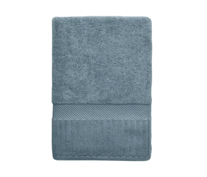 Slate blue Zenith Turkish bath sheet by Skylark+Owl Canada, large soft towel with textured weave for spa and bath use.