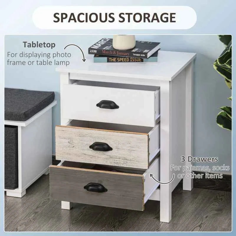 Avery Accent Table Storage Cabinet/Nightstand with 3 Drawers