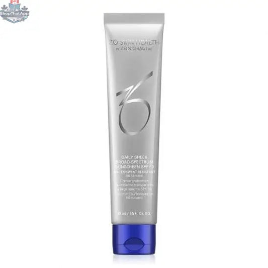 ZO Daily Sheer Broad Spectrum Sunscreen SPF 50 from Monarch MD Medical Aesthetics, in a sleek tube, ready for daily skincare use.