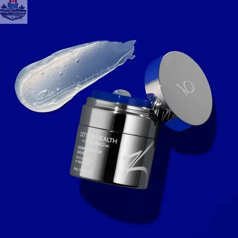 Dropper bottle of Monarch MD ZO Growth Factor Serum for skin care, featuring clear serum in a sleek glass container.