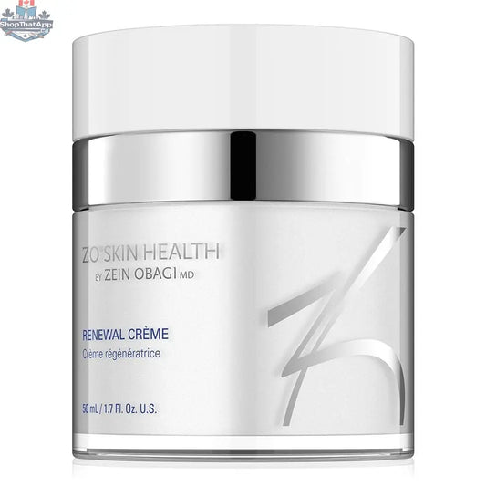 Monarch MD ZO Renewal Creme jar, a luxurious skincare product with a sleek white container and silver accents.