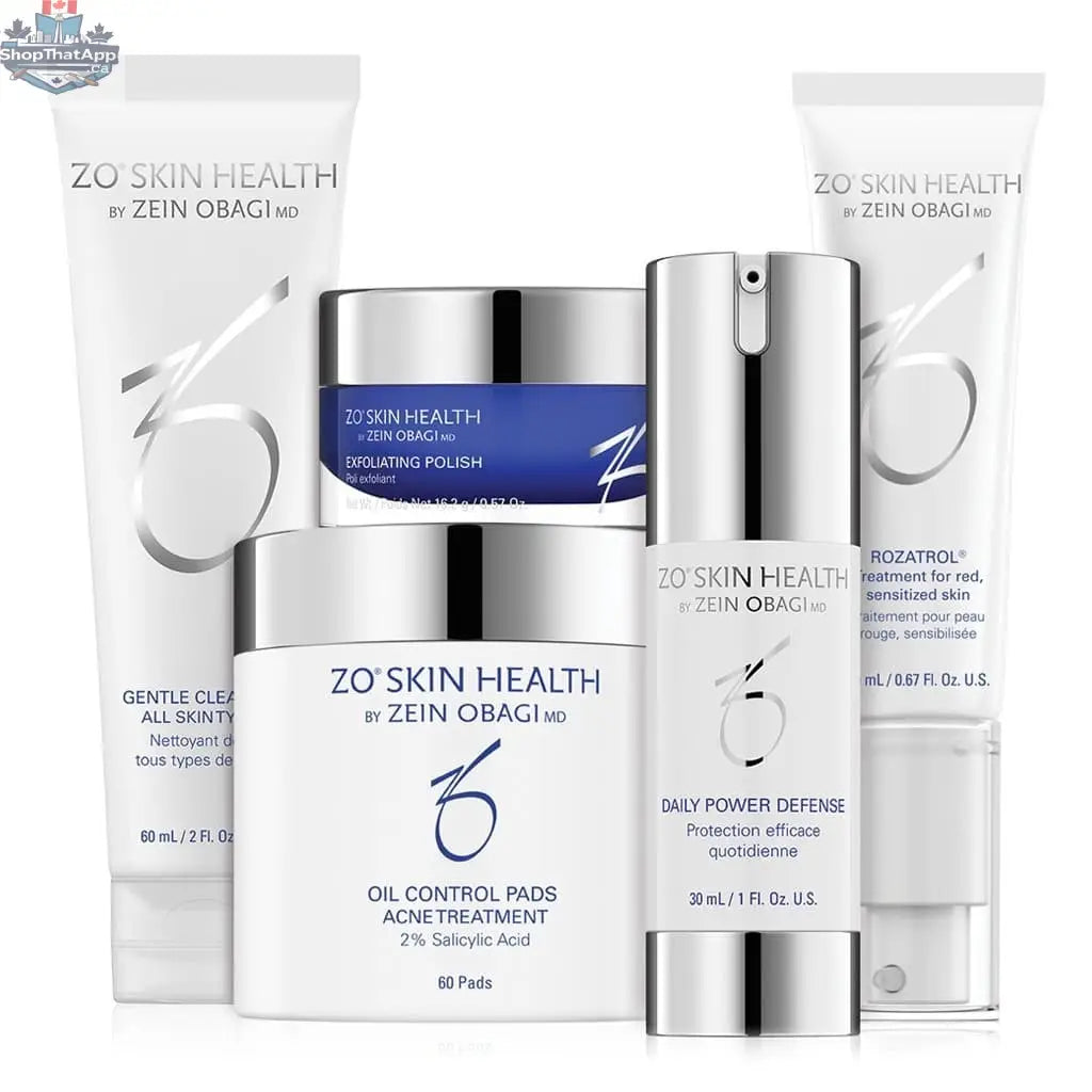 ZO Skin Normalizing System skincare product by Monarch MD Medical Aesthetics, featuring bottles and packaging for skin care.