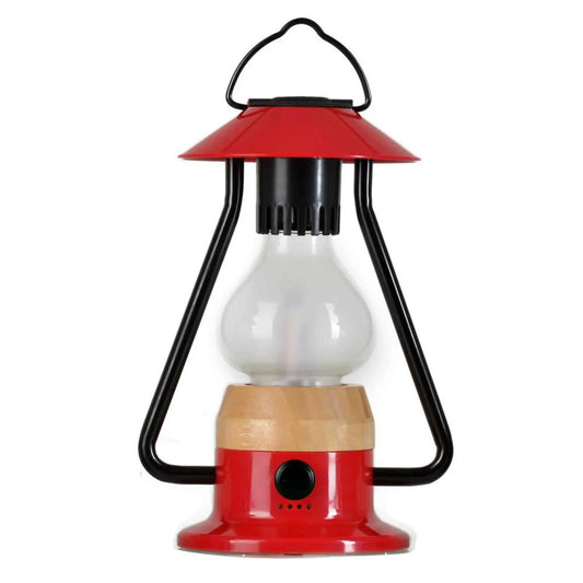 Zoppinh TRU De-LIGHT ROMANTICO LED lantern in fire red, featuring rechargeable light and Bluetooth speaker with colorful design.