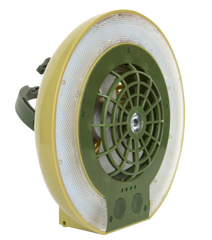 Zoppinh TRU De-LIGHT LiteBreeze LED multi-use disc fan with integrated light, suitable for indoor and outdoor use.