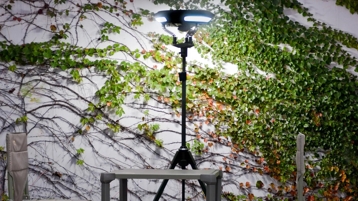 Zoppinh TRU De-LIGHT singing music solar LED speaker with tripod, carry bag, and three detachable multi-mode lights.
