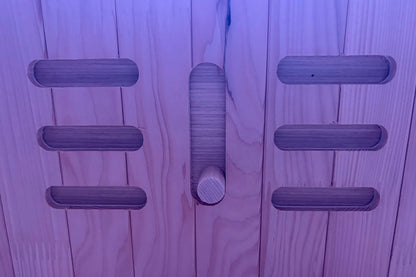 Zoppinh Blisspod Malmo infrared sauna for two with red light therapy, LED chromotherapy, and low EMF design in a modern home setting.